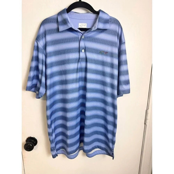 Greg Norman Blue Striped Performance Polo– Breathable & Stylish Sz L #0711 - Picture 1 of 5